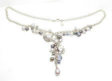 Clogau Gold Silver & 9ct Rose Gold Pearl Beachcomber Necklace 16" Chain