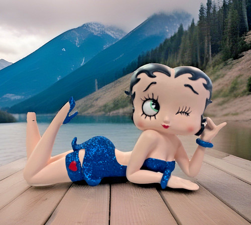 Betty boop lying down - down, blue