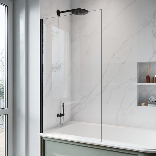 Fixed bath shower screen black - fixed,