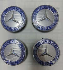 4x hub cache logo Mercedes blue center wheel 75 mm