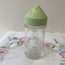 Vintage 1950's Utility Post War Glass Flour Sifter Plastic Lid.Kitchen Decor.