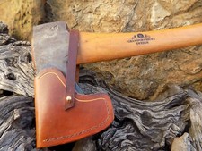 HAND-MADE BROWN LEATHER SHEATHS  GRANSFORS BRUKS  SMALL FOREST AXE  Tan