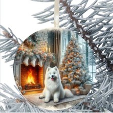 Samoyed Dog Hanging Bauble Decoration Christmas 