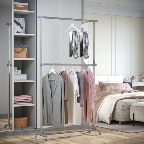 Homcom garment rail adjustable - garment,