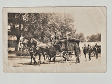 Antique Snapshot Photo Police escort Horse Drawn Funeral Hearse