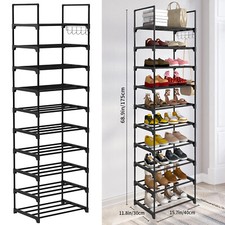 10Tier Narrow Shoe Rack Shoe Shelf Vertical Tall Slim Footwear Storage Organizer
