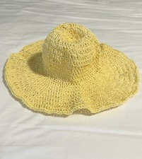 Handmade Crochet Raffia Panama Hat Sun Hat Sun Panama One Size Yellow Panama Hat