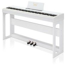 Glarry 88 Keys Full Weighted Hammer Keyboards Digital Piano Electric Stand White