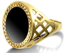 9ct Yellow Gold Hallmarked Half Sovereign Ring Mount Set with Onyx