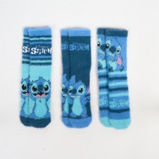 OHS x Stitch Socks 3 Pair Warm Soft Fluffy Fleece Indoor Bed Lounge Sock Slipper