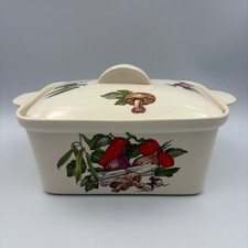 Egersund Norway Butter Dish White/Vegetable Pattern Vintage Ceramic 15x22x10cm