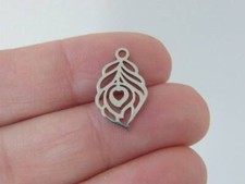 8 Peacock feather silver tone