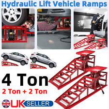 2PCS 4 ton Hydraulic Car Ramps Heavy Duty Garage Auto Van Bottle Lift Jack Ramp