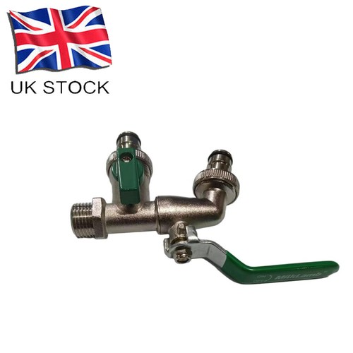 Double garden tap with 2 - double, 1/2