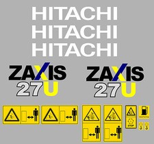 HITACHI ZAXIS 27U MINI DIGGER COMPLETE DECAL SET WITH SAFETY WARNING SIGNS
