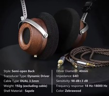 Audiophile Walnut Wood Overear Headphone for Enhanced Sound
