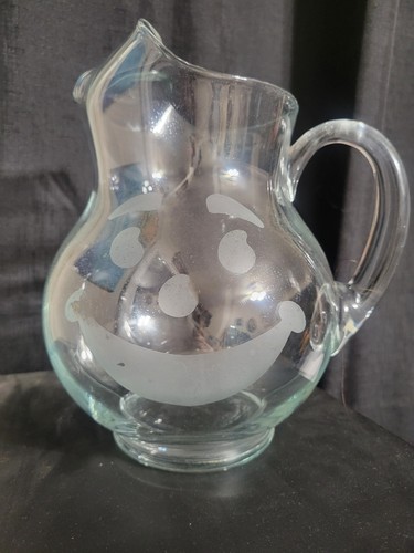 Glass kool aid - pitcher, etched