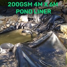 4m x 6m Garden Pond Liner Flexible & Thick 200gsm Heavy Duty Koi Fish Pond