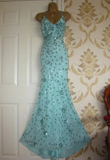 Quiz Size 12 Mint Sequin Maxi Long Evening Party Prom Ball Gown Dress backless