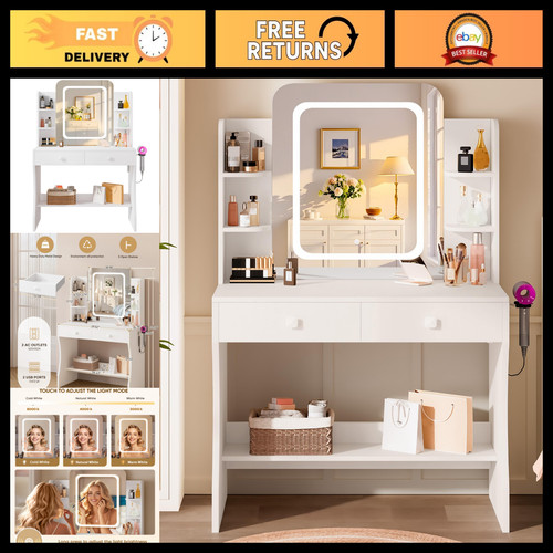 White makeup vanity - white,