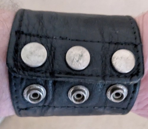 Mens black leather wrist