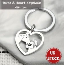 Heart With Horses Girl Key Chain Key Ring Keyring Gift Idea UK Backpack Charm