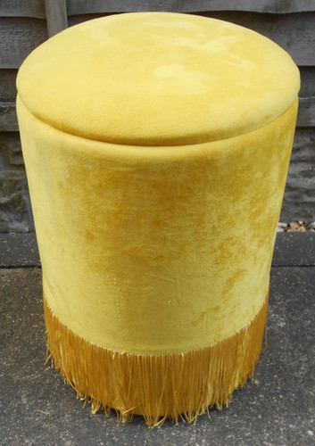 Yellow velvet footstool pouffe - yellow,