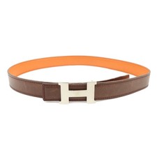 HERMES Leather H Buckle □B