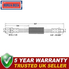 Borg & Beck Rear Brake Hose Fits Fiat X19 1978-1989 1.3 1.5 5937834