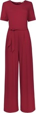 JOE BROWNS RED WIDE LEG JERSEY BELTED JUMPSUIT - SIZE 12