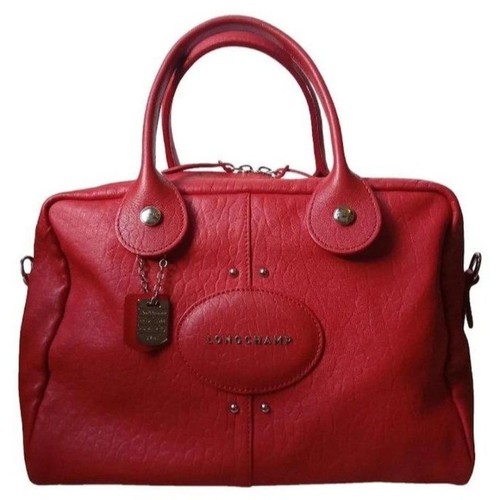 Longchamp red leather handbag - longchamp,
