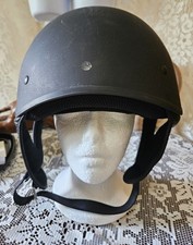 Harley Davidson Skull Matte Black Shortie Half Helmet Leather Straps (Medium)