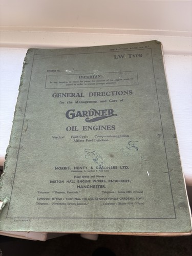 Gardner oil engines - oil,