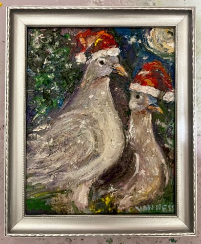 Two turtle doves - two, oil