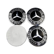 4x Mercedes Benz black grey logo 56.5mm wheel center cover stickers