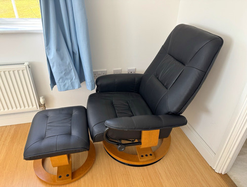 Black leather recliner chair - black,