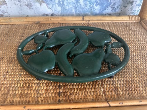 Vintage green enamel - enamel, cast