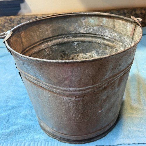 Vintage galvanized metal - metal, calf