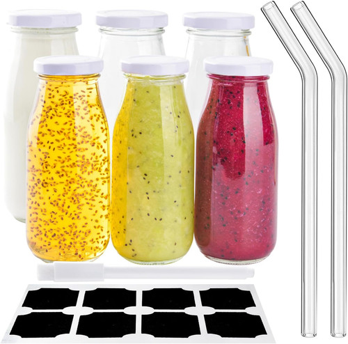 6pcs 250ml glass milk - 6pcs, bottles