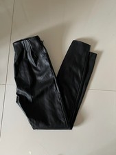 Zara Black Faux Leather Leggings, Fleece Lined, Zip Hem, Size M Winter Christmas