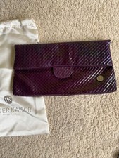 Peter Kaiser Clutch Bag Purple Holographic Fold Over Geometric Design Leather