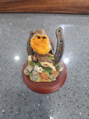 Robin horseshoe figurine - horseshoe,