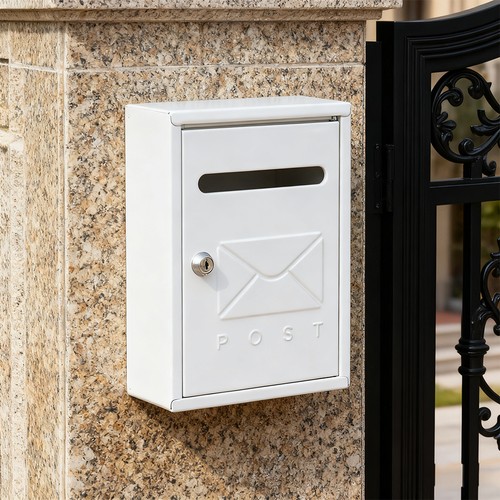 White mailbox steel - white,