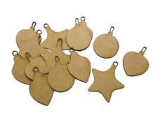 14x Wooden Bauble Christmas Blank Shape MDF Craft Embellishment Decoration