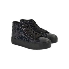 Black Sequin Patent High Top