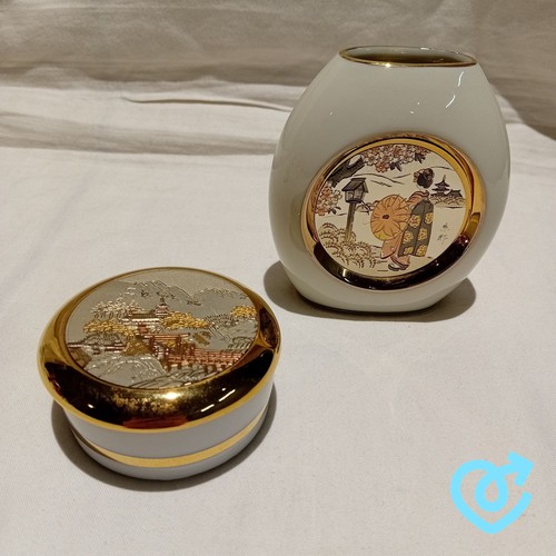Chokin vase and trinket box - chokin,