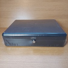 Burg Wachter Black Metal Deed Box, Lockbox, Document Box With Key, 36 x8.5 x27cm