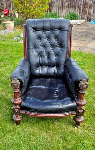 Victorian period black leather - black,