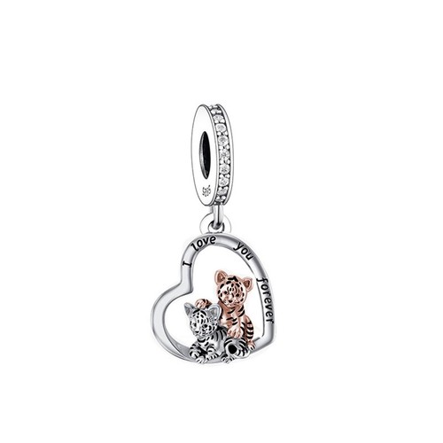 S925 sterling silver tiger - silver,