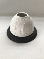 Wedgwood Dancing Hours Jasperware Black  Lithophane Tea Light Candle Holder